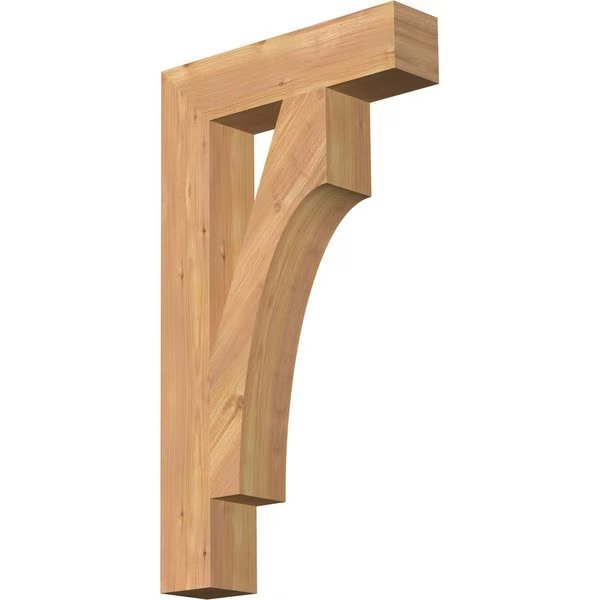 Westlake Block Smooth Bracket, Western Red Cedar, 3 1/2